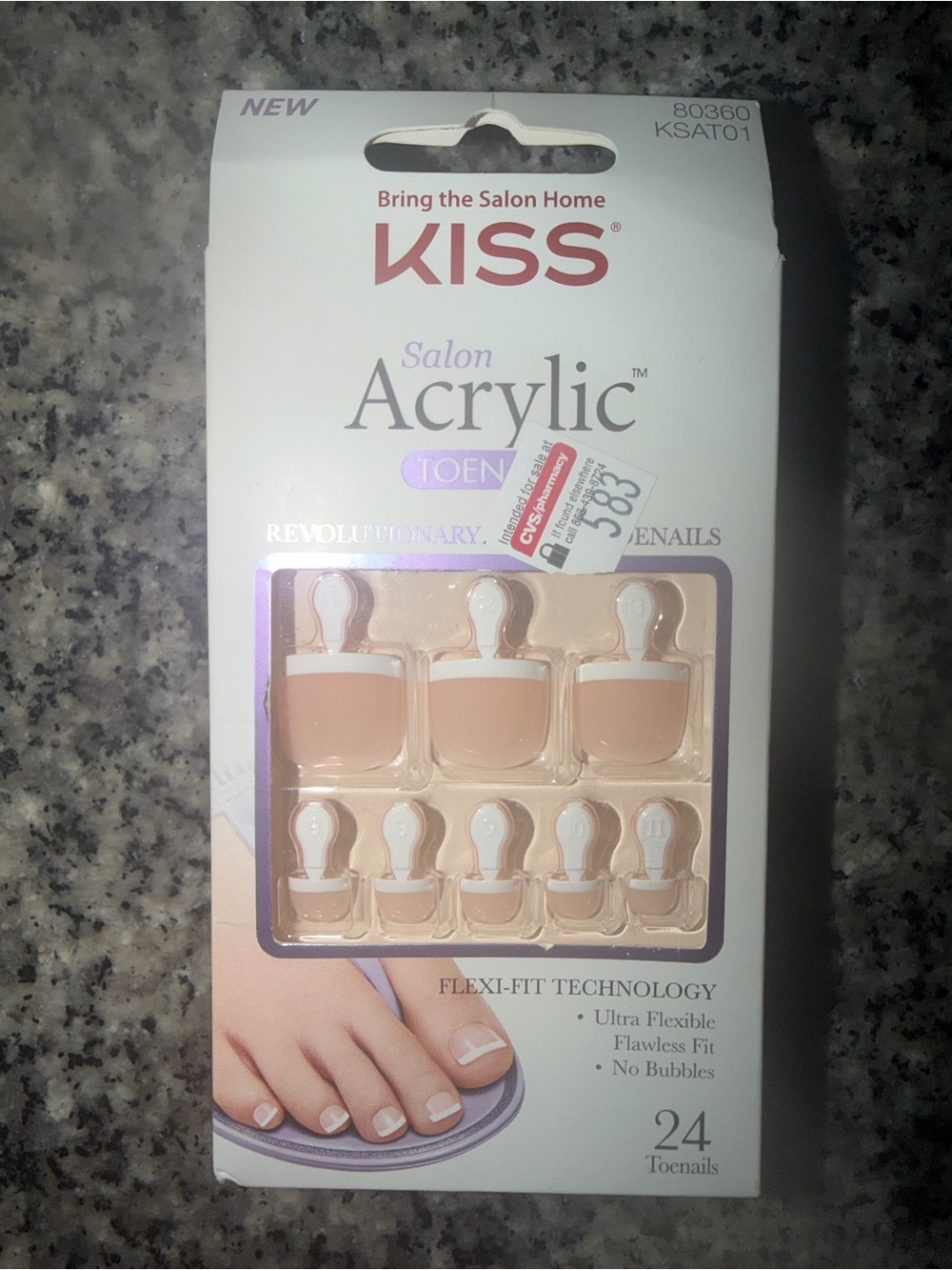 KISS Acrylic Toenail Set — Peach with White French Tips